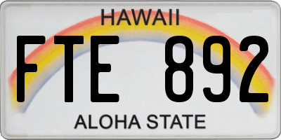 HI license plate FTE892