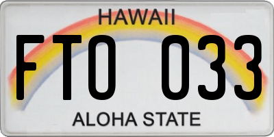 HI license plate FTO033