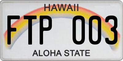 HI license plate FTP003
