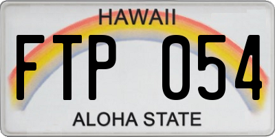 HI license plate FTP054