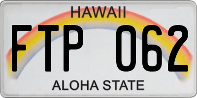 HI license plate FTP062