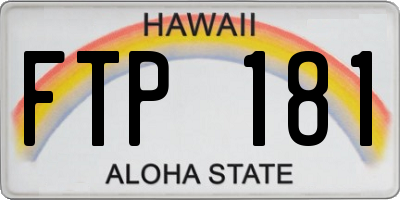 HI license plate FTP181