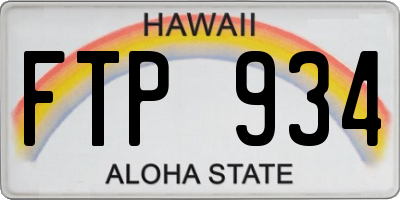 HI license plate FTP934