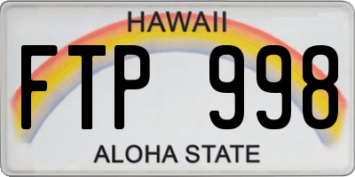 HI license plate FTP998