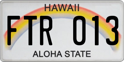 HI license plate FTR013