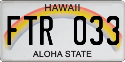 HI license plate FTR033