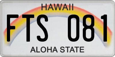 HI license plate FTS081