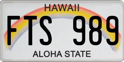 HI license plate FTS989