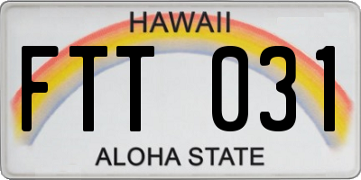HI license plate FTT031