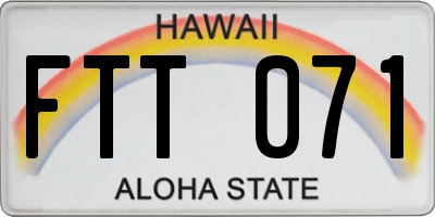 HI license plate FTT071
