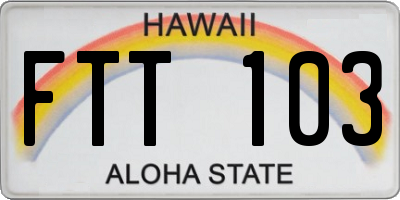 HI license plate FTT103