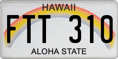 HI license plate FTT310