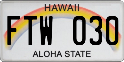 HI license plate FTW030