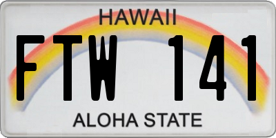 HI license plate FTW141