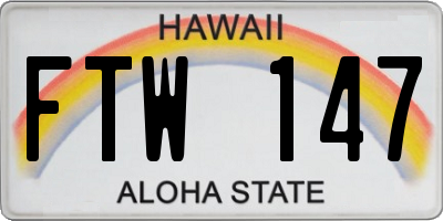 HI license plate FTW147