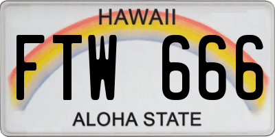 HI license plate FTW666