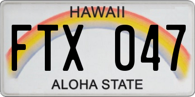 HI license plate FTX047