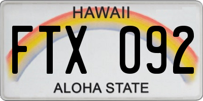 HI license plate FTX092