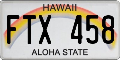HI license plate FTX458