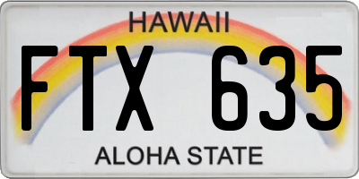 HI license plate FTX635