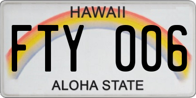 HI license plate FTY006