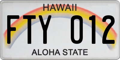 HI license plate FTY012