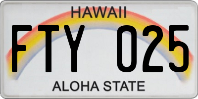 HI license plate FTY025