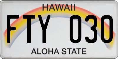 HI license plate FTY030