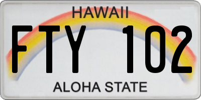 HI license plate FTY102