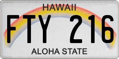 HI license plate FTY216