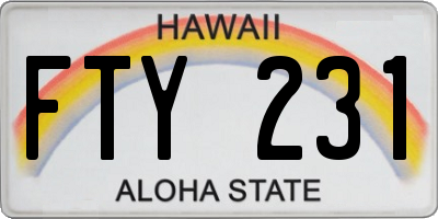 HI license plate FTY231