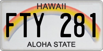 HI license plate FTY281