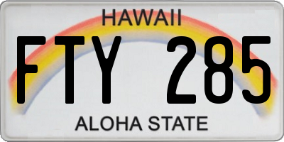 HI license plate FTY285