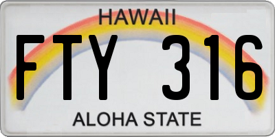 HI license plate FTY316