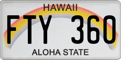 HI license plate FTY360