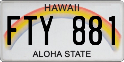 HI license plate FTY881