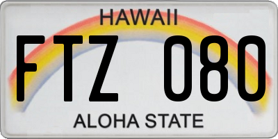 HI license plate FTZ080