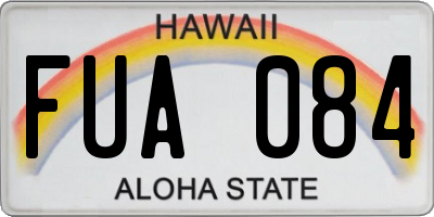 HI license plate FUA084