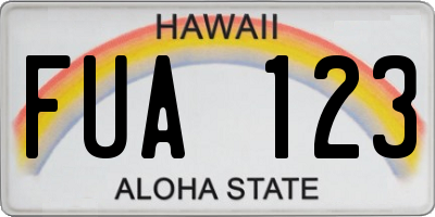 HI license plate FUA123