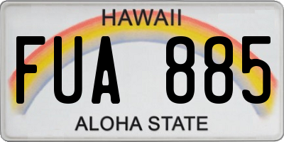 HI license plate FUA885