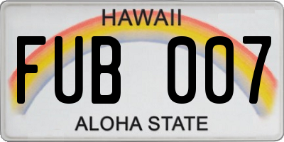 HI license plate FUB007