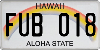 HI license plate FUB018