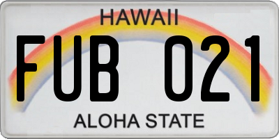 HI license plate FUB021