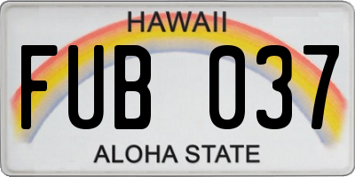 HI license plate FUB037