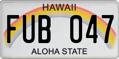 HI license plate FUB047