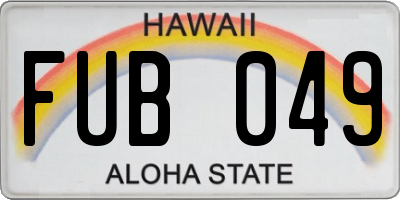 HI license plate FUB049