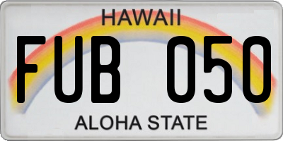 HI license plate FUB050