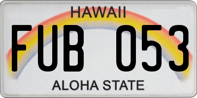 HI license plate FUB053