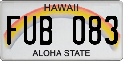 HI license plate FUB083