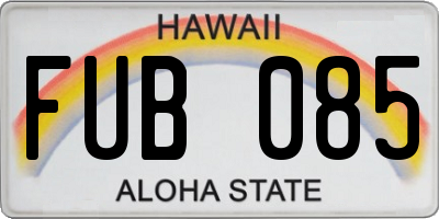 HI license plate FUB085